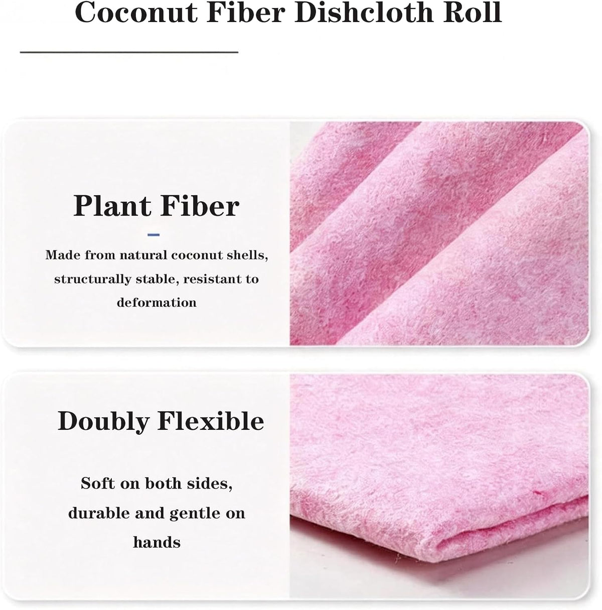 Coconut Fiber Dishcloth Roll, Reusable Kitchen Cleaning Cloths