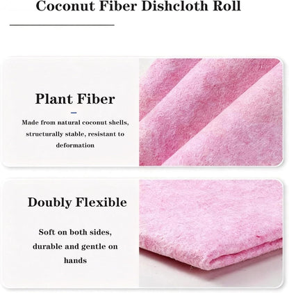 Coconut Fiber Dishcloth Roll, Reusable Kitchen Cleaning Cloths