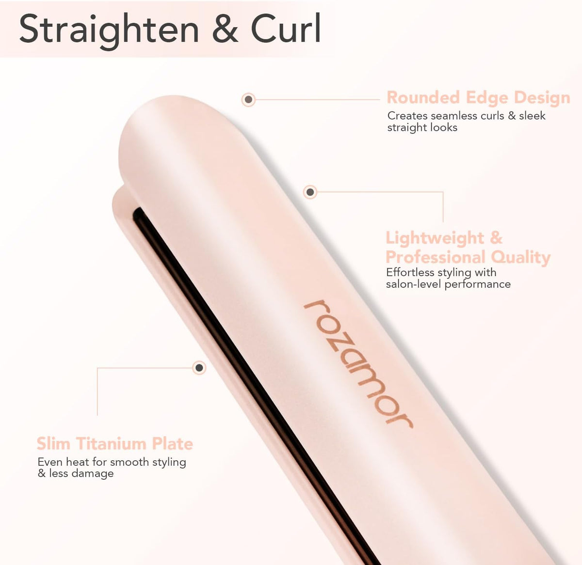 Titanium Flat Iron, 1 Inch Hair Straightener & Curler
