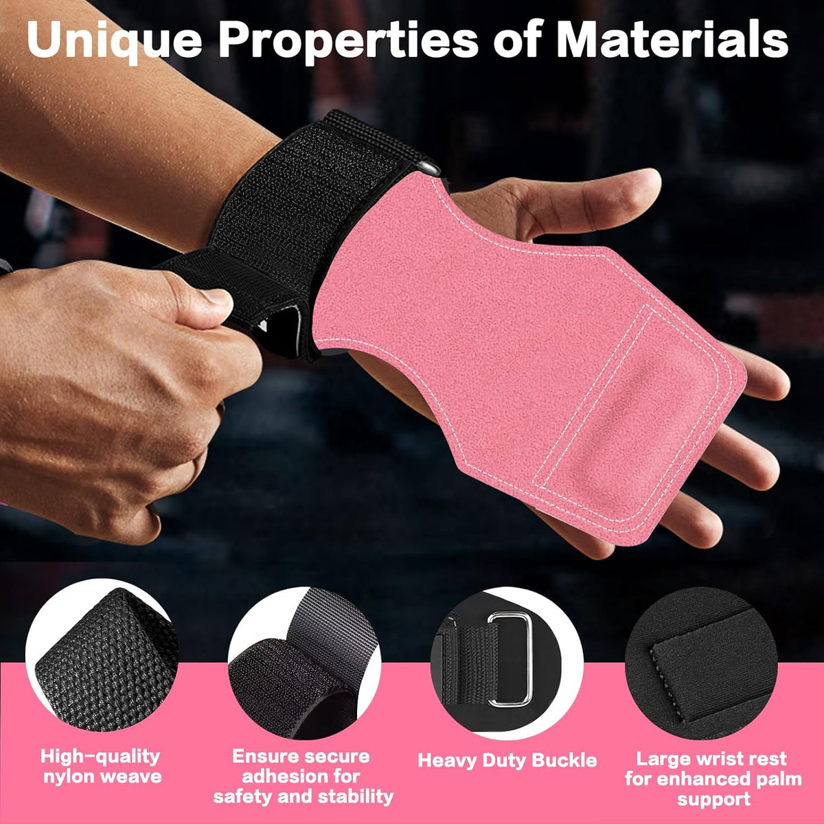 Weight Lifting Wrist Strap, Double-Layer Leather Wrist Straps for Gym Strength Training Weightlifting,Deadlift and Powerlifting, Enhance Grip Strength Neoprene Padding Gym Workout Lifting Straps Men/Women Pair