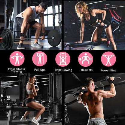 Weight Lifting Wrist Strap, Double-Layer Leather Wrist Straps for Gym Strength Training Weightlifting,Deadlift and Powerlifting, Enhance Grip Strength Neoprene Padding Gym Workout Lifting Straps Men/Women Pair