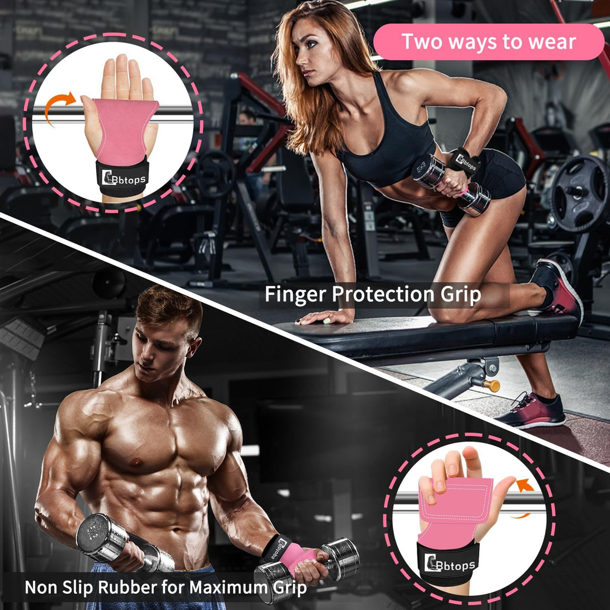 Weight Lifting Wrist Strap, Double-Layer Leather Wrist Straps for Gym Strength Training Weightlifting,Deadlift and Powerlifting, Enhance Grip Strength Neoprene Padding Gym Workout Lifting Straps Men/Women Pair