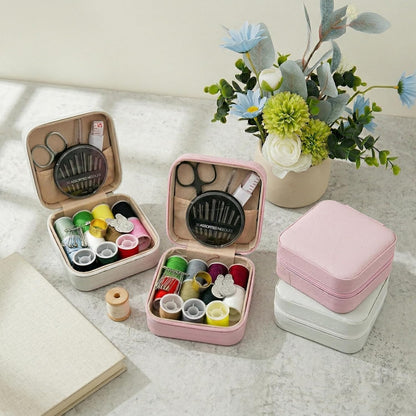 Portable Sewing Kit for Adults, Travel Sewing Supplies with Needles, Thread, Scissors, Zipper Repair Kit, Mini Emergency Sewing Set for Home, Office, Beginner & on-the-Go Repairs (Pink)