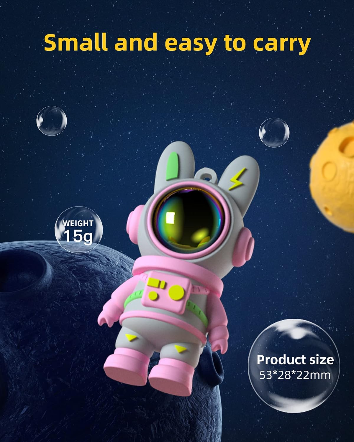 Cute Space Rabbit USB Flash Drive, Thumb Drive Waterproof USB 2.0 Memory Stick Small Size USB Drive Gift (128G, Pink)