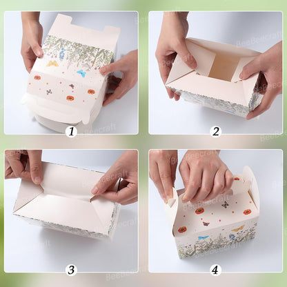 Beebeecraft 12Pcs Pink Floral Paper Gift Boxes Rectangle 3.7x6.3x3.7 Inch Daisy Butterfly Flower Gable Boxes with Handles for Candy Wedding Birthday Tea Bridal Shower Party Favor Supplies