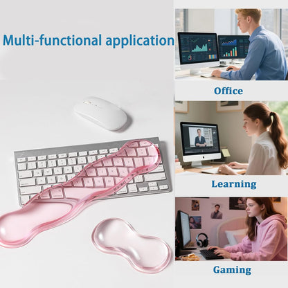 Gel Keyboard Wrist Rest Set, Clear Wrist Rest for Keyboard and Mouse, Ergonomic Keyboard Mouse Wrist Rest for Typing Pain Relief, Suitable for Office, Gaming, Computer, Laptop - Pink