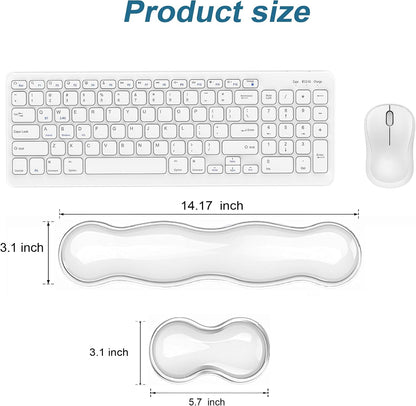 Gel Keyboard Wrist Rest Set, Clear Wrist Rest for Keyboard and Mouse, Ergonomic Keyboard Mouse Wrist Rest for Typing Pain Relief, Suitable for Office, Gaming, Computer, Laptop - Pink