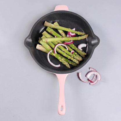 Neo 4Pc Pink Enameled Cast Iron Cookware Set, 10 Inches Fry Pan