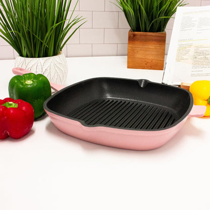 Neo 4Pc Pink Enameled Cast Iron Cookware Set, 10 Inches Fry Pan