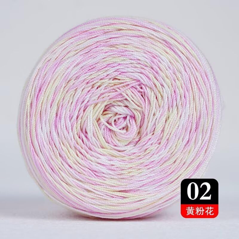 Gradient Lace Yarn ，Wool Blend Yarn for Knitting, Ideal for Hand-Crocheted Light Sweaters, Scarves & Coasters, Craft Yarns （1 roll，Yellow+Pink）