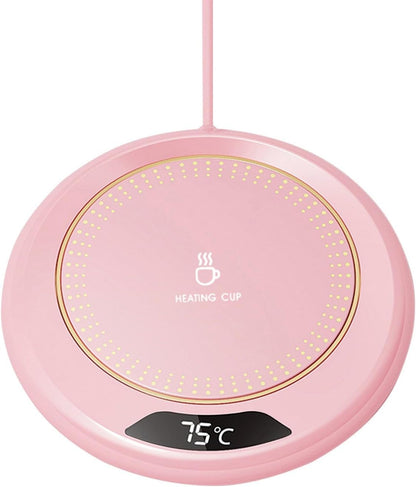 Mug Warmer for Desk, Fast Heating 3 Temp Settings Mug Warmer with Temperature Display and Auto Shut Off for Home Office Coffee, Tea, Milk, Up to 167f/75c (No Mug Provided) Pink