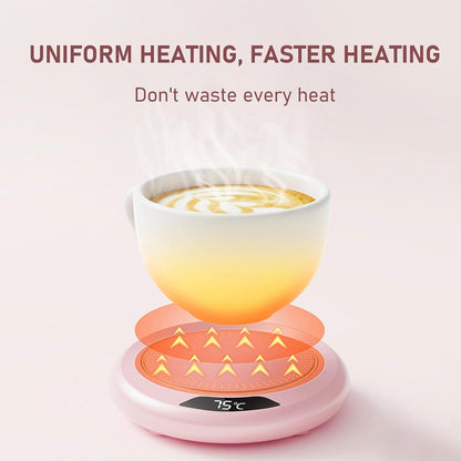 Mug Warmer for Desk, Fast Heating 3 Temp Settings Mug Warmer with Temperature Display and Auto Shut Off for Home Office Coffee, Tea, Milk, Up to 167f/75c (No Mug Provided) Pink