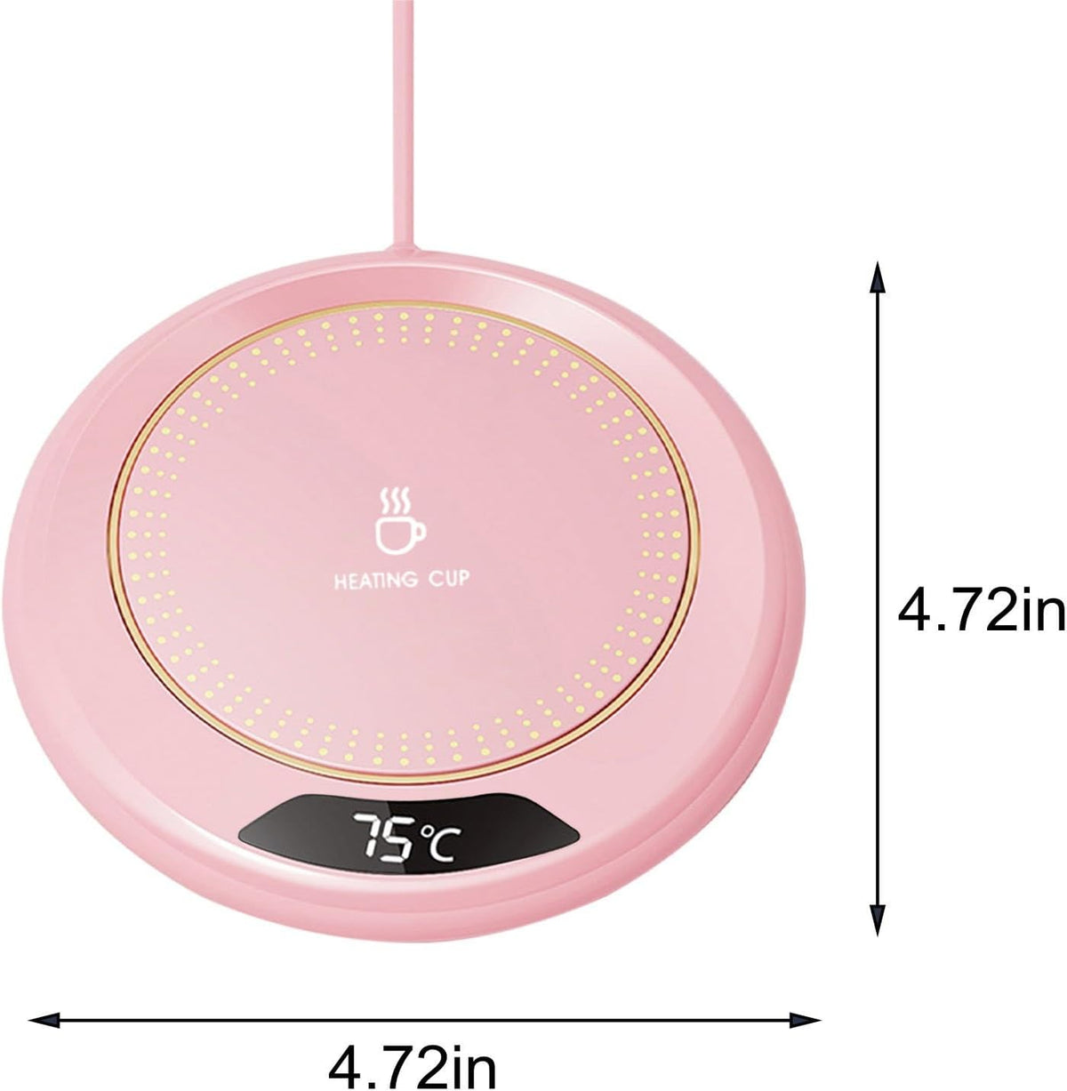 Mug Warmer for Desk, Fast Heating 3 Temp Settings Mug Warmer with Temperature Display and Auto Shut Off for Home Office Coffee, Tea, Milk, Up to 167f/75c (No Mug Provided) Pink