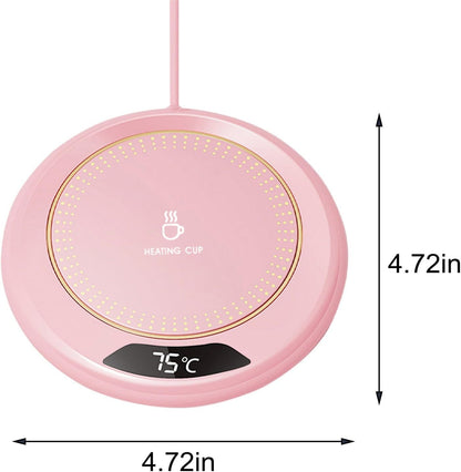 Mug Warmer for Desk, Fast Heating 3 Temp Settings Mug Warmer with Temperature Display and Auto Shut Off for Home Office Coffee, Tea, Milk, Up to 167f/75c (No Mug Provided) Pink