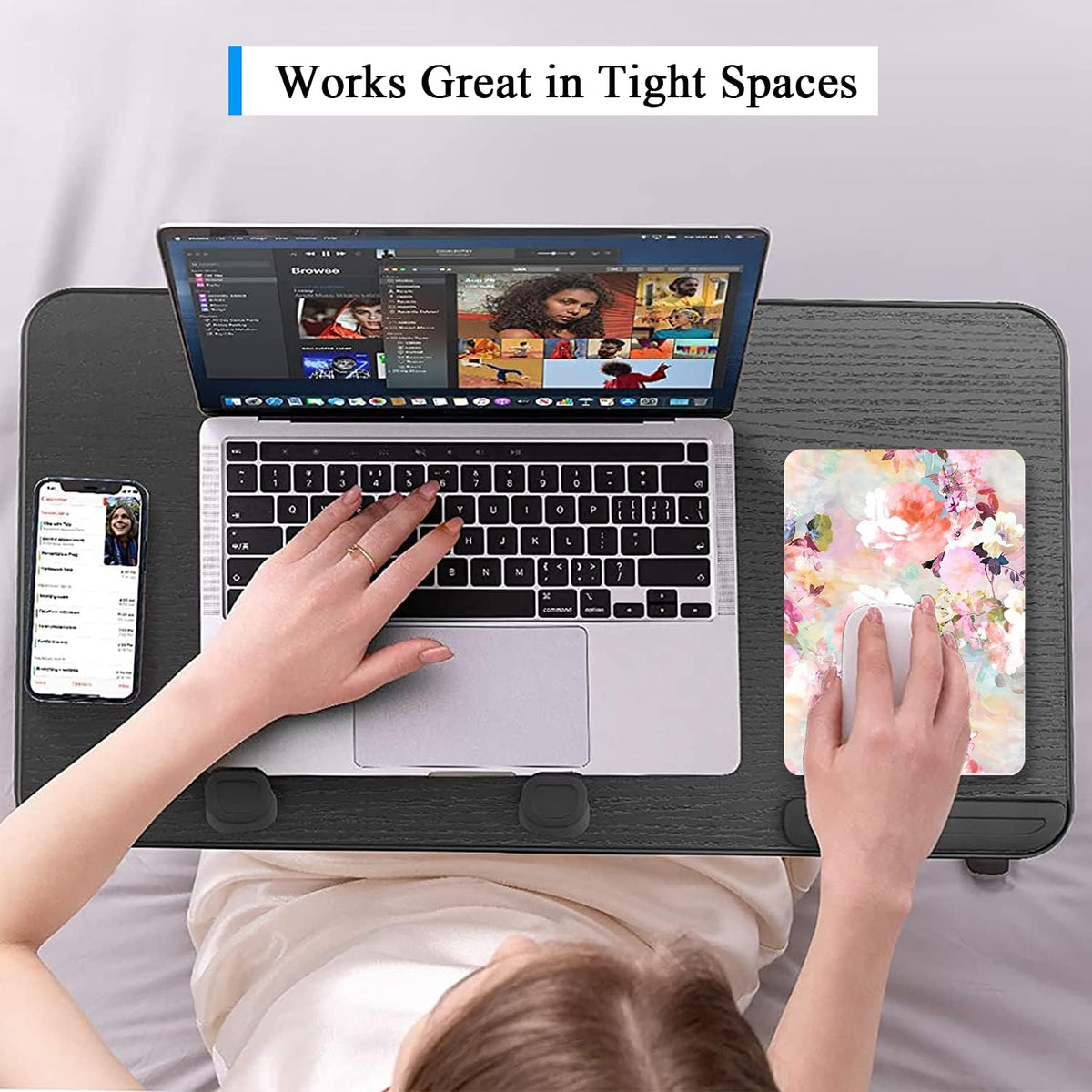 Small Mouse Pad, Mini Mouse Pad 6 x 8 In, Thick Rubber Waterproof Mouse Mat, Cute Mousepad for Women Men Kids Wireless Mouse Mini Laptops Keyboard Tray Home Office Travel, Floral Pink Flowers