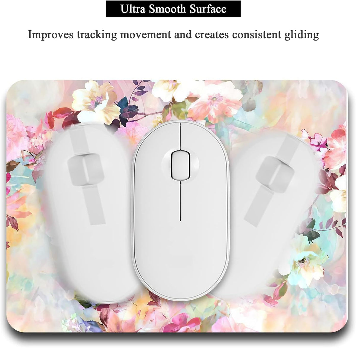 Small Mouse Pad, Mini Mouse Pad 6 x 8 In, Thick Rubber Waterproof Mouse Mat, Cute Mousepad for Women Men Kids Wireless Mouse Mini Laptops Keyboard Tray Home Office Travel, Floral Pink Flowers
