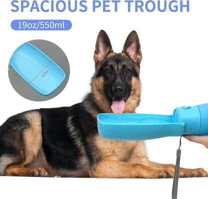 Dog Water Bottle, Travel Puppy Water Bowl, Leak Proof Portable Puppy Water Dispenser, Foldable Dog Water Bottle for for Pets Outdoor Walking, Hiking, Travel, Food Grade Plastic - 19oz Blue