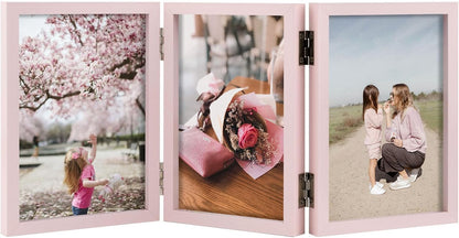 4x6 Triple Picture Frame Tabletop Display for Photos Pink