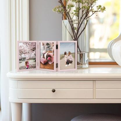 4x6 Triple Picture Frame Tabletop Display for Photos Pink