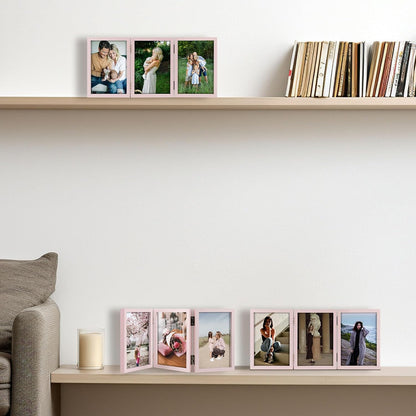 4x6 Triple Picture Frame Tabletop Display for Photos Pink