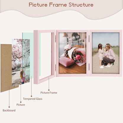 4x6 Triple Picture Frame Tabletop Display for Photos Pink