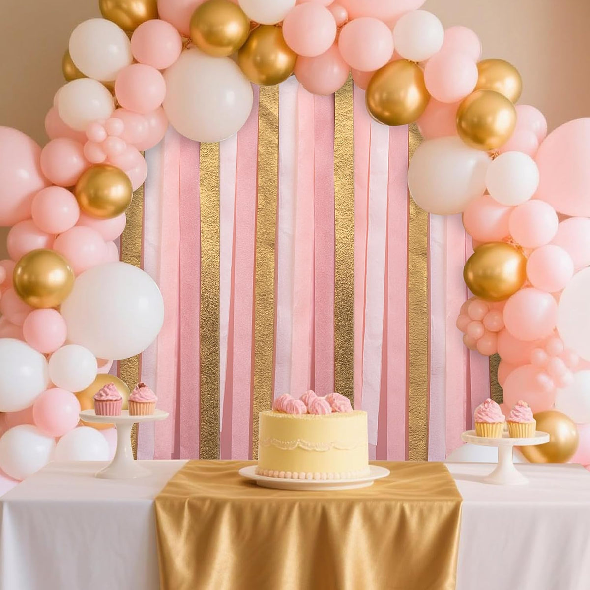 Streamers Party Decorations,8 Rolls Pink Gold Crepe Paper Streamers for Wedding, Birthday, Bachelorette, Bridal Showerand Baby Shower Girl