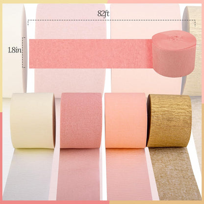 Streamers Party Decorations,8 Rolls Pink Gold Crepe Paper Streamers for Wedding, Birthday, Bachelorette, Bridal Showerand Baby Shower Girl