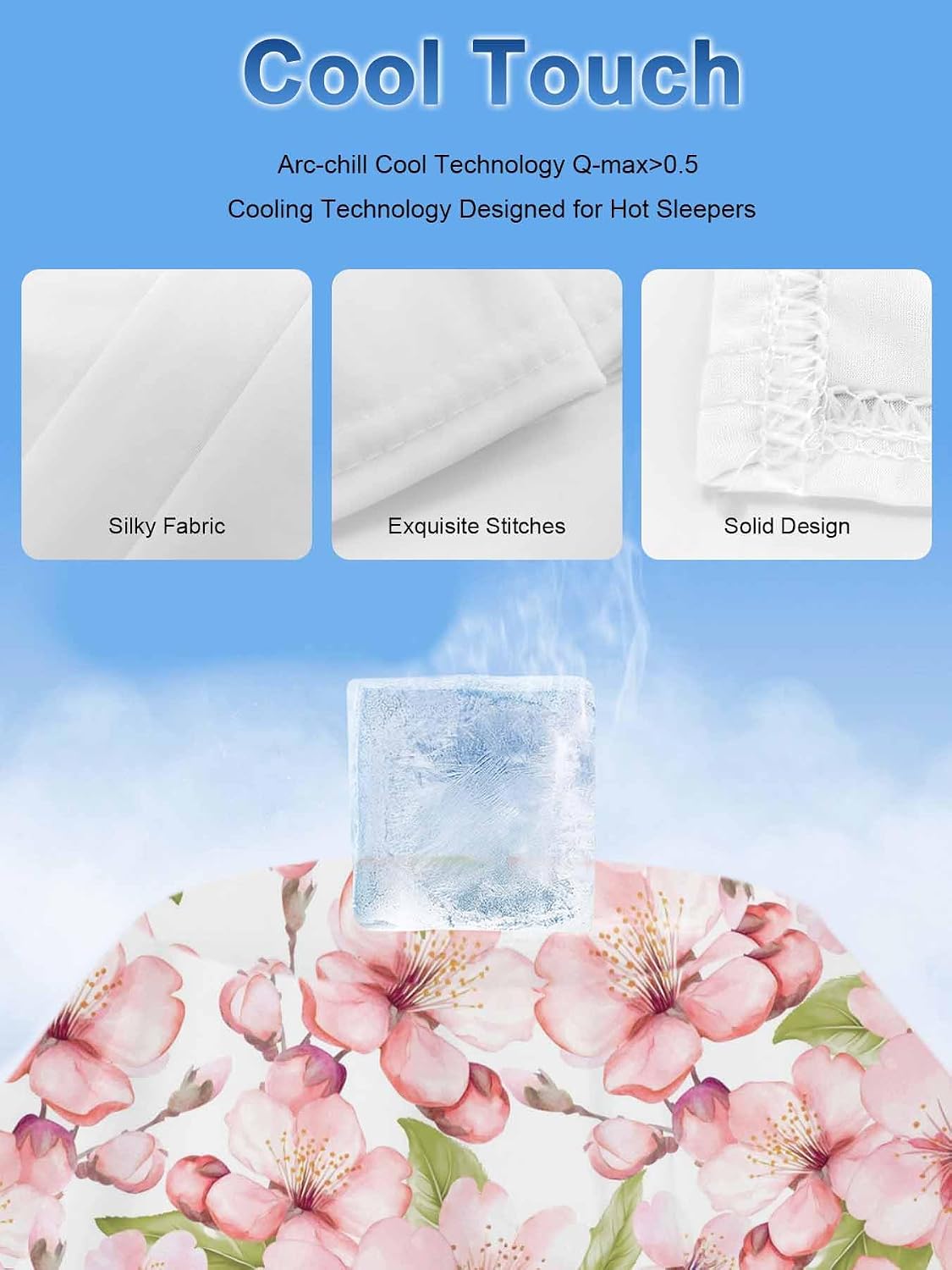 Cooling Blankets for Hot Sleepers Spring Peach Blossom Country Pink Floral Farm Lightweight Breathable Summer Blanket Cold Touch Fabric Throw for Bed, Couch, Sofa 40"x60"