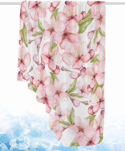 Cooling Blankets for Hot Sleepers Spring Peach Blossom Country Pink Floral Farm Lightweight Breathable Summer Blanket Cold Touch Fabric Throw for Bed, Couch, Sofa 40"x60"