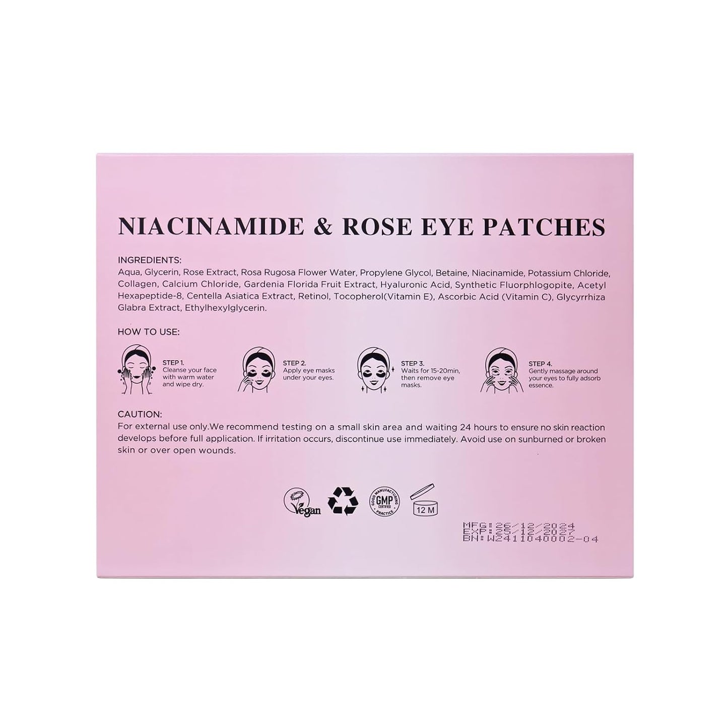 Under Eye Patches for Dark Circles,Puffy Eyes,20 Pairs Face Masks SkinCare With Niacinamide and Rose for Rehydrated