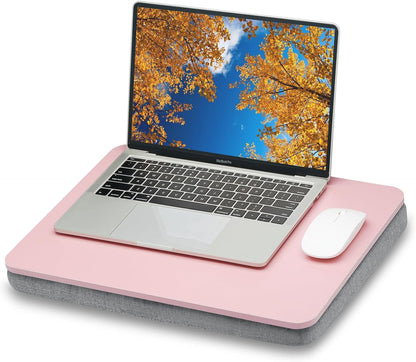 Lap Desk with Pillow Cushion, Portable Bed Desk, Fits up to 15.6 inch Laptop, Lap Stand for Bed & Couch & Carpet, Book/Tablet/Drawing Board Stand - Pink