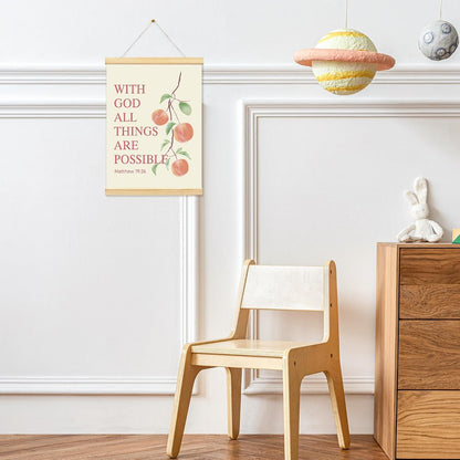 Pink Peach Fruits Wall Art Decor Posters, Pink Peach Christian Room Bathroom Bedroom Dorm Wall Art Decor Aesthetic for College Teen Girls Gifts, Inspirational Bible Verses Wall Decor, Canvas Hanging Poster Framed 12x16 Inch