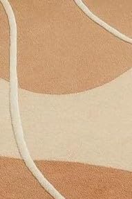 Hand Tufted Wool Area Rug, Modern Abstract Curved Line Rug, Soft Handmade Durable High Traffic Carpet for Living Room Bedroom Office (Peach, 4X6 Ft)