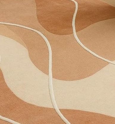 Hand Tufted Wool Area Rug, Modern Abstract Curved Line Rug, Soft Handmade Durable High Traffic Carpet for Living Room Bedroom Office (Peach, 4X6 Ft)