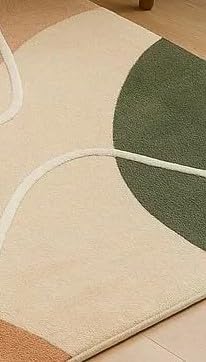 Hand Tufted Wool Area Rug, Modern Abstract Curved Line Rug, Soft Handmade Durable High Traffic Carpet for Living Room Bedroom Office (Peach, 4X6 Ft)