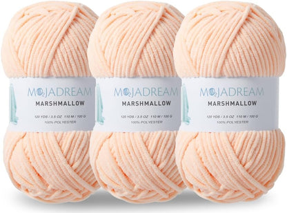 3PCS 3.5oz Chenille Yarn for Blankets Amigurumi: Soft Velvet Baby Yarn Blanket Knitting and Crocheting Bulky 5# Yarn 3 Skeins of 100g (Pale Peach)