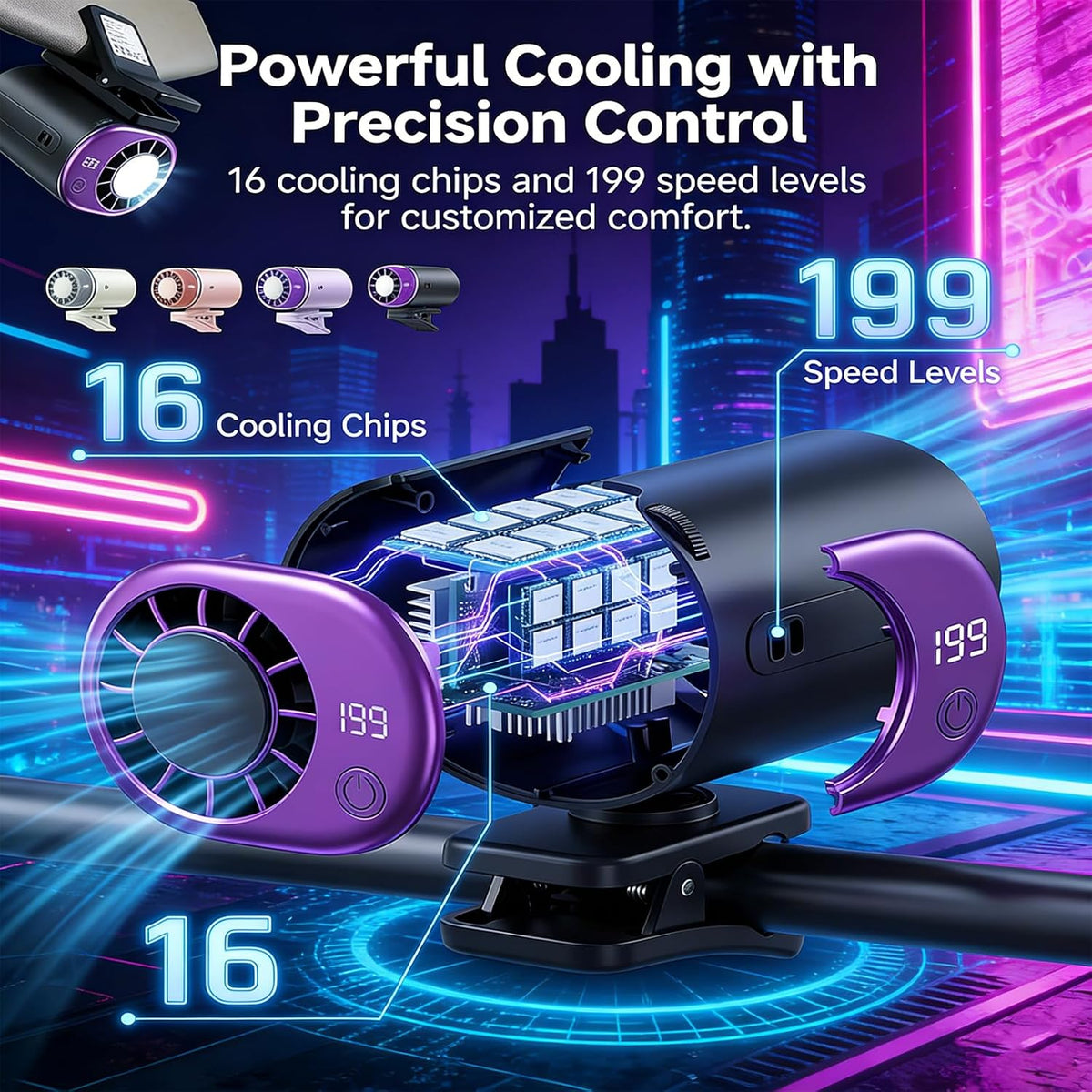 Clip On Air Conditioner Fan, 199 Speeds & 16°C Cooling (Pink)