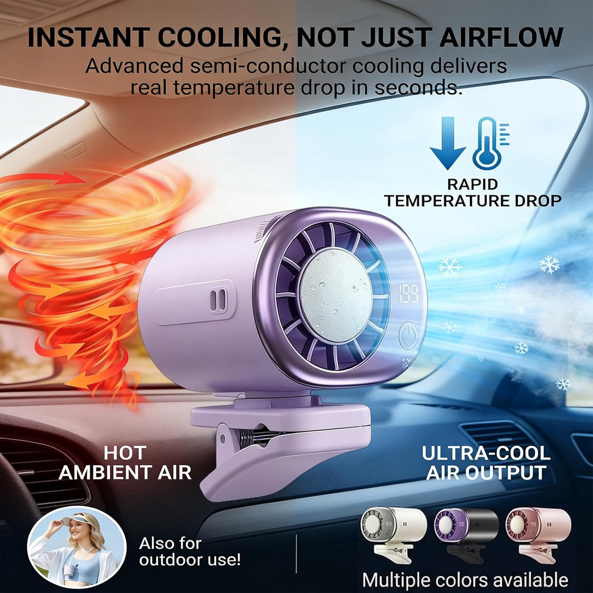 Clip On Air Conditioner Fan, 199 Speeds & 16°C Cooling (Pink)