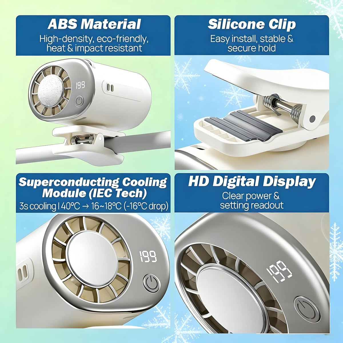 Clip On Air Conditioner Fan, 199 Speeds & 16°C Cooling (Pink)