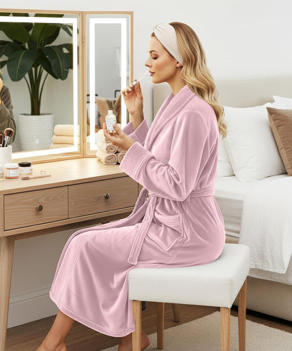 Premium Ultra Soft Robes for Women Plush Fleece Long Bathrobe