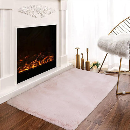 Light Pink Small Faux Rabbit Rug 2x3 Washable Furry Rugs Soft Fluffy Non-Slip Throw Rug for Living Room, Bedroom, Nursery, Chair Seat Cover and Dorm