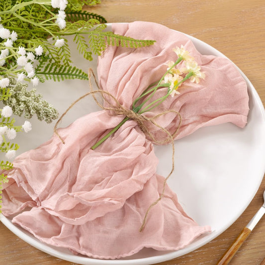 Dusty Pink Cheesecloth Napkins 10pcs Washable Boho Rustic Gauze Table Cloth Napkins Bulk 21x21 Inches for Spring and Summer Bridal Baby Shower Birthday Table Decor