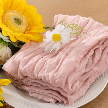 Dusty Pink Cheesecloth Napkins 10pcs Washable Boho Rustic Gauze Table Cloth Napkins Bulk 21x21 Inches for Spring and Summer Bridal Baby Shower Birthday Table Decor