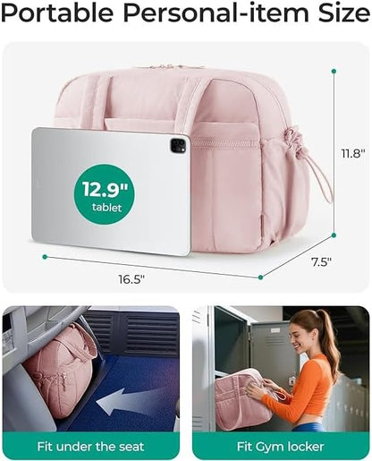 Gym Bag Sport Duffel Overnight Weekender Travel Bag with wet pocket and shoe pocket M04 Pink