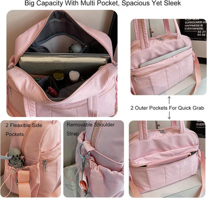 Gym Bag Sport Duffel Overnight Weekender Travel Bag with wet pocket and shoe pocket M04 Pink