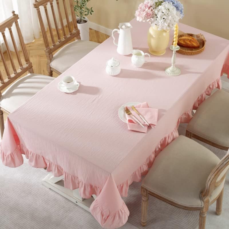 Cotton Linen Solid Color Tablecloth Farmhouse Dining Pink Tables Cover, Soft Fabric Square Table Cloths for Wedding Party Kitchen Picnic Tabletop,Pink,35X35 Inch