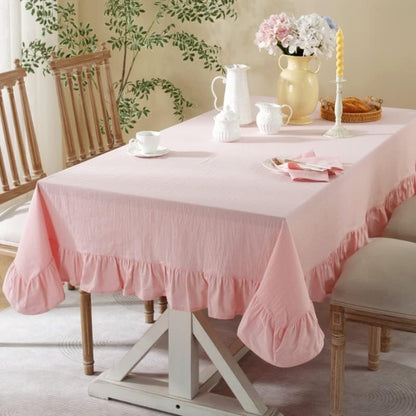 Cotton Linen Solid Color Tablecloth Farmhouse Dining Pink Tables Cover, Soft Fabric Square Table Cloths for Wedding Party Kitchen Picnic Tabletop,Pink,35X35 Inch