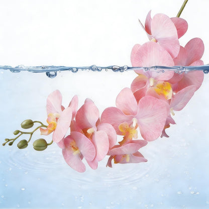 37.4 Inch Real Touch Faux Orchid, 9 Flower Single Stem, 2 Pcs(Light Pink)