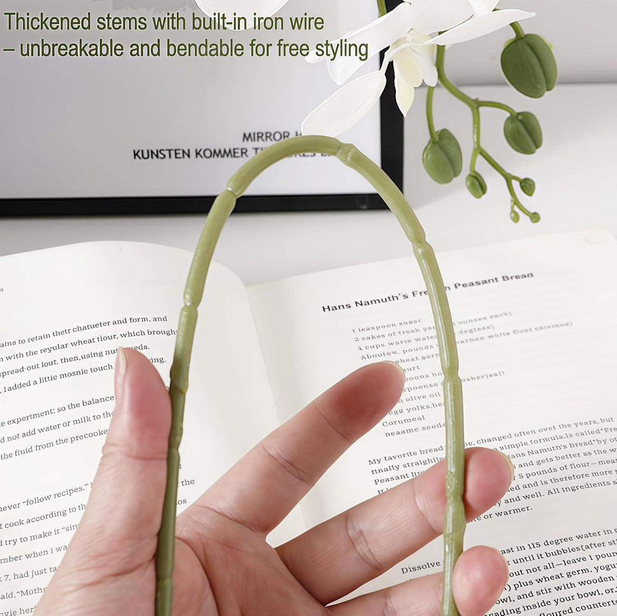 37.4 Inch Real Touch Faux Orchid, 9 Flower Single Stem, 2 Pcs(Light Pink)