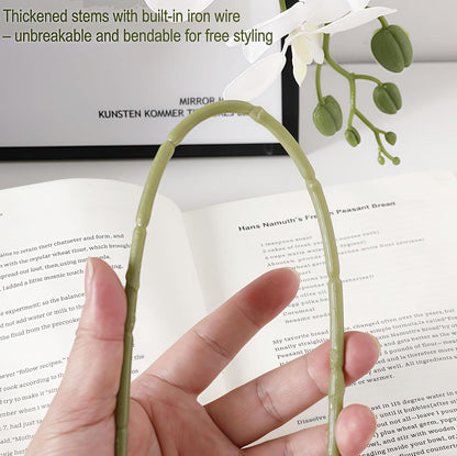 37.4 Inch Real Touch Faux Orchid, 9 Flower Single Stem, 2 Pcs(Light Pink)